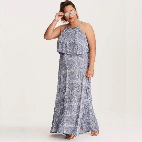 Torrid Medallion High Neck Jersey Maxi Dress #4642 - Picture 1 of 2